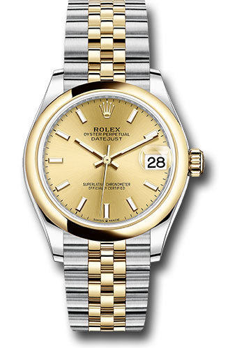 Rolex Steel and Yellow Gold Datejust 31 Watch - Domed Bezel - Champagne Index Dial - Jubilee Bracelet - 278243 chij