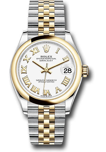 Rolex Steel and Yellow Gold Datejust 31 Watch - Domed Bezel - White Roman Dial - Jubilee Bracelet - 278243 wrj