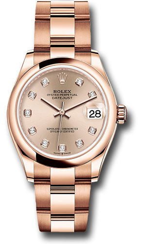 Rolex Everose Gold Datejust 31 Watch - Domed Bezel - RosŽ Diamond Dial - Oyster Bracelet - 278245 rsdo