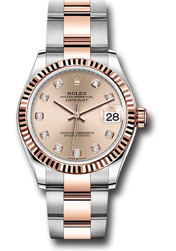 Rolex Steel and Everose Gold Datejust 31 Watch - Fluted Bezel - Chocolate Diamond Dial - Oyster Bracelet - 278271 rodo