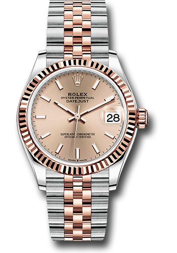 Rolex Steel and Everose Gold Datejust 31 Watch - Fluted Bezel - RosŽ Roman Dial - Jubilee Bracelet - 278271 roij