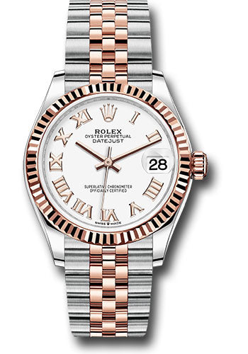Rolex Steel and Everose Gold Datejust 31 Watch - Fluted Bezel - RosŽ Index Dial - Jubilee Bracelet - 278271 wrj