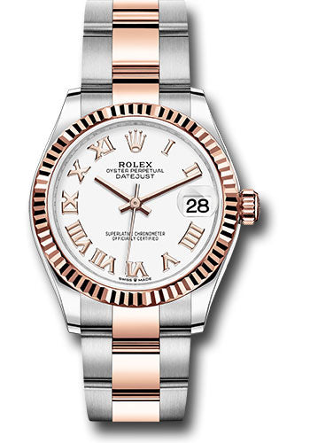 Rolex Steel and Everose Gold Datejust 31 Watch - Fluted Bezel - RosŽ Index Dial - Oyster Bracelet - 278271 wro