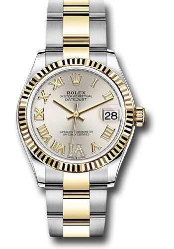 Rolex Steel and Yellow Gold Datejust 31 Watch - Fluted Bezel - Silver Diamond Roman Six Dial - Oyster Bracelet - 278273 sdr6o