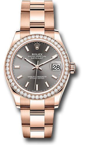 Rolex Everose Gold Datejust 31 Watch - Diamond Bezel - Rhodium Index Dial - Oyster Bracelet - 278285RBR dkrhio