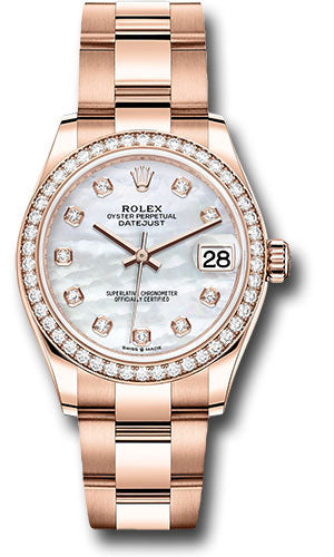 Rolex Everose Gold Datejust 31 Watch - Diamond Bezel - Silver Diamond Dial - Oyster Bracelet - 278285RBR mdo