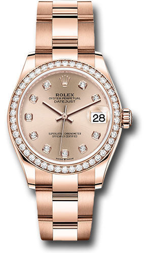 Rolex Everose Gold Datejust 31 Watch - Diamond Bezel - RosŽ Diamond Dial - Oyster Bracelet - 278285RBR rsdo