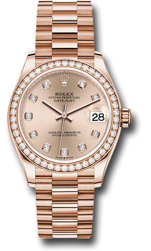 Rolex Everose Gold Datejust 31 Watch - Diamond Bezel - RosŽ Diamond Dial - President Bracelet - 278285RBR rsdp