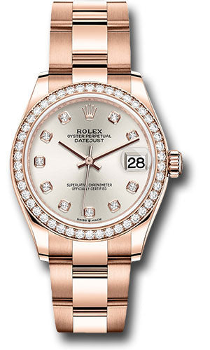 Rolex Everose Gold Datejust 31 Watch - Diamond Bezel - Silver Diamond Dial - Oyster Bracelet - 278285RBR sdo