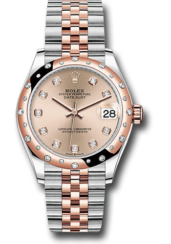 Rolex Steel and Everose Gold Datejust 31 Watch - 24 Diamond Bezel - Chocolate Diamond Dial - Jubilee Bracelet - 278341RBR rodj