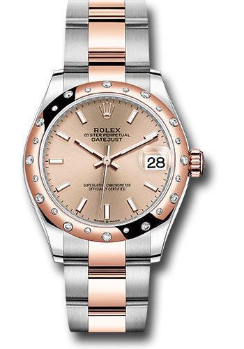 Rolex Steel and Everose Gold Datejust 31 Watch - 24 Diamond Bezel - RosŽ Roman Dial - Oyster Bracelet - 278341RBR roio