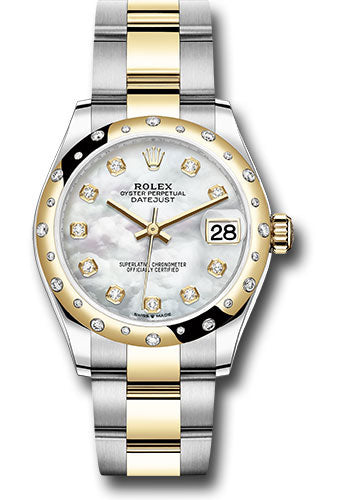Rolex Steel and Yellow Gold Datejust 31 Watch - Domed Diamond Bezel - Mother-of-Pearl Diamond Dial - Oyster Bracelet - 278343 mdo