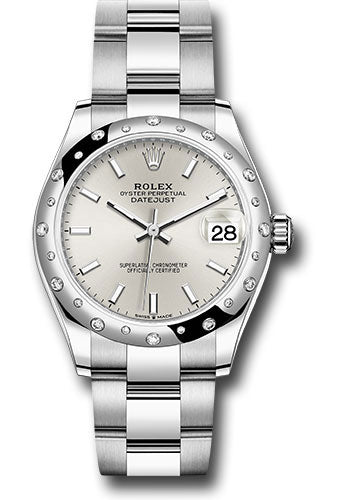 Rolex Steel and White Gold Datejust 31 Watch - Domed 24 Diamond Bezel - Silver Index Dial - Oyster Bracelet - 278344RBR sio