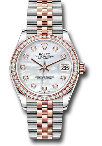Rolex Steel and Everose Gold Datejust 31 Watch - 46 Diamond Bezel - Mother-of-Pearl Diamond Dial - Jubilee Bracelet - 278381RBR mdj