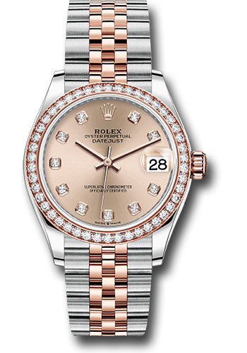 Rolex Steel and Everose Gold Datejust 31 Watch - 46 Diamond Bezel - RosŽ Diamond Dial - Jubilee Bracelet - 278381RBR rodj