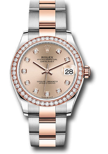 Rolex Steel and Everose Gold Datejust 31 Watch - 46 Diamond Bezel - RosŽ Diamond Dial - Oyster Bracelet - 278381RBR rodo