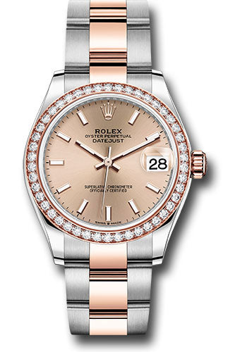 Rolex Steel and Everose Gold Datejust 31 Watch - 46 Diamond Bezel - RosŽ Index Dial - Oyster Bracelet - 278381RBR roio