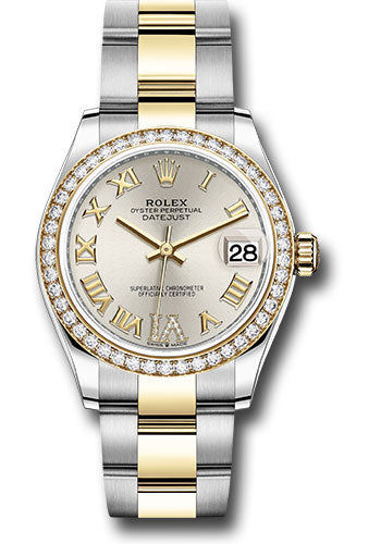 Rolex Steel and Yellow Gold Datejust 31 Watch - Diamond Bezel - Silver Diamond Roman Six Dial - Oyster Bracelet - 278383RBR sdr6o