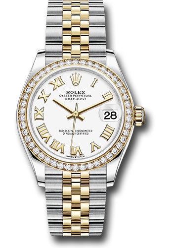 Rolex Steel and Yellow Gold Datejust 31 Watch - Diamond Bezel - White Roman Dial - Jubilee Bracelet - 278383RBR wrj