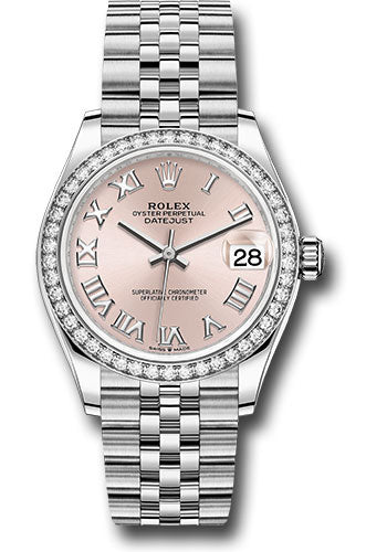 Rolex Steel and White Gold Datejust 31 Watch - Diamond Bezel - Pink Roman Dial - Jubilee Bracelet - 278384RBR prj