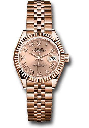 Rolex Everose Gold Lady-Datejust Watch - Fluted Bezel - RosŽ Roman Dial - Jubilee Bracelet - 279175 rsrj