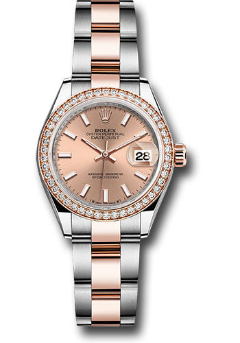 Rolex Everose Rolesor Lady-Datejust Watch - Diamond Bezel - RosŽ Index Dial - Oyster Bracelet - 279381rbr rsio