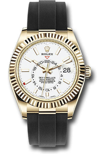 Rolex Yellow Gold Sky-Dweller Watch - White Index Dial - Oysterflex Bracelet - 326238 wi