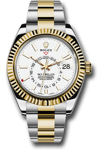 Rolex Yellow Rolesor Sky-Dweller Watch - White Index Dial - Oyster Bracelet - 326933 wio