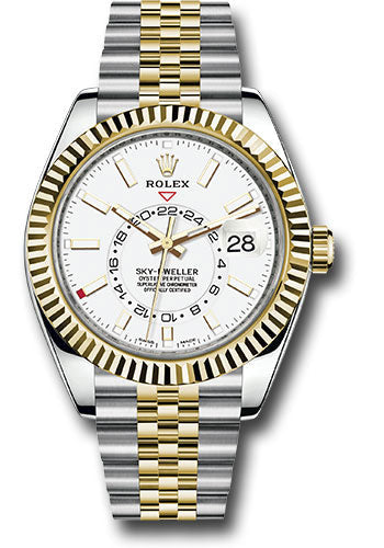 Rolex Yellow Rolesor Oyster Perpetual Sky-Dweller - White Index Dial - Jubilee Bracelet - 326933 wij