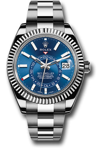 Rolex White Rolesor Sky-Dweller Watch - Blue Index Dial - Oyster Bracelet - 326934 bl