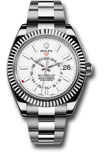 Rolex White Rolesor Sky-Dweller Watch - White Index Dial - Oyster Bracelet - 326934 wh