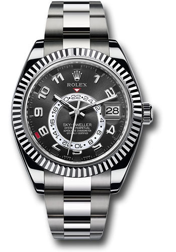 Rolex White Gold Sky-Dweller Watch - Black Arabic Dial - Oyster Bracelet - 326939 bk