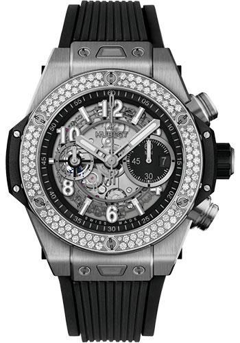 Hublot Big Bang Unico Titanium Diamonds Watch - 44 mm - Black Skeleton Dial - Black Rubber Strap-421.NX.1170.RX.1104
