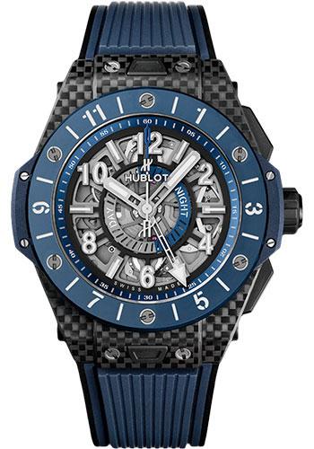 Hublot Big Bang Unico Gmt Carbon Blue Ceramic Watch - 45 mm - Blue And Black Skeleton Dial-471.QL.7127.RX