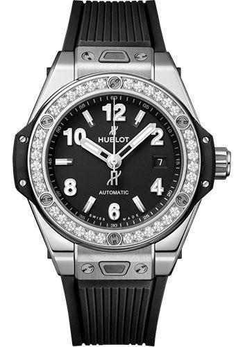 Hublot Big Bang One Click Steel Diamonds Watch - 33 mm - Black Dial - Black Rubber Strap-485.SX.1170.RX.1204