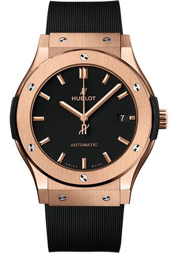 Hublot Classic Fusion King Gold Watch - 45 mm - Black Dial - Black Lined Rubber Strap-511.OX.1181.RX