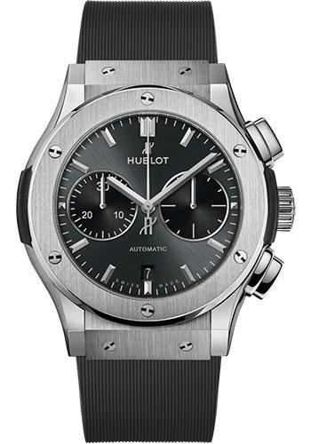 Hublot Classic Fusion Racing Grey Chronograph Titanium Watch - 45 mm - Gray Dial - Gray Lined Rubber Strap-521.NX.7071.RX