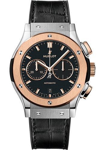 Hublot Classic Fusion Chronograph Titanium King Gold Watch - 42 mm - Black Dial - Black Rubber and Leather Strap-541.NO.1181.LR