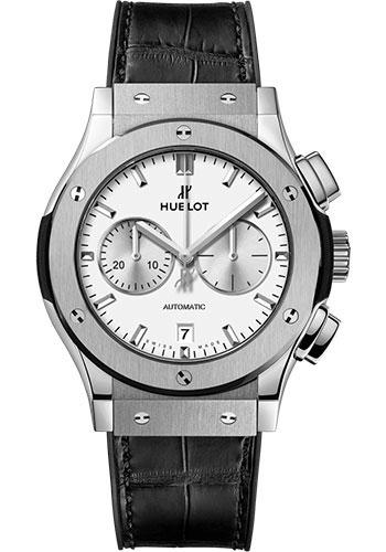 Hublot Classic Fusion Chronograph Titanium Opalin Watch - 42 mm - Opaline Ed Dial - Black Rubber and Leather Strap-541.NX.2611.LR