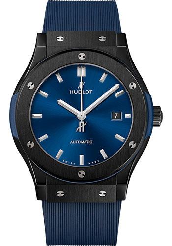 Hublot Classic Fusion Ceramic Blue Watch - 42 mm - Blue Dial - Blue Lined Rubber Strap-542.CM.7170.RX