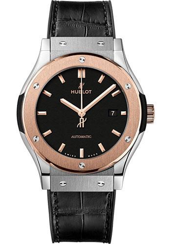 Hublot Classic Fusion Titanium King Gold Watch - 42 mm - Black Dial - Black Rubber and Leather Strap-542.NO.1181.LR