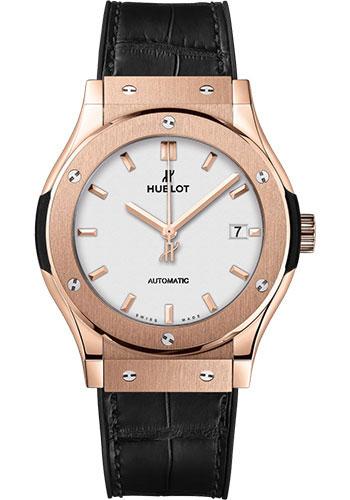 Hublot Classic Fusion King Gold Opalin Watch - 42 mm - Opaline Ed Dial - Black Rubber and Leather Strap-542.OX.2611.LR