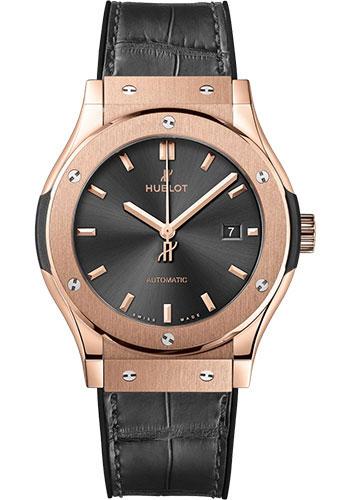 Hublot Classic Fusion Racing Grey King Gold Watch - 42 mm - Gray Dial - Black Rubber and Gray Leather Strap-542.OX.7081.LR