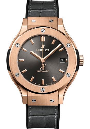 Hublot Classic Fusion Racing Grey King Gold Watch - 38 mm - Gray Dial - Black Rubber and Gray Leather Strap-565.OX.7081.LR
