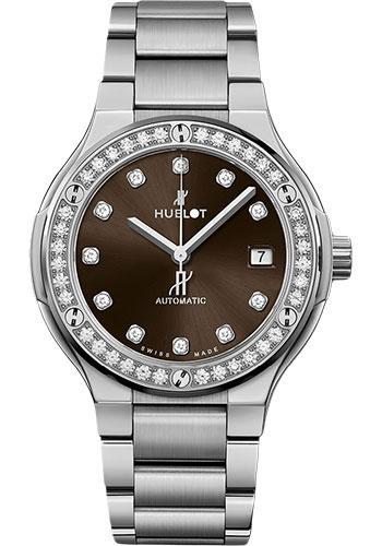 Hublot Classic Fusion Titanium Brown Diamonds Bracelet Watch - 38 mm - Brown Dial-568.NX.897M.NX.1204