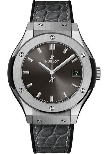 Hublot Classic Fusion Racing Grey Titanium Watch - 33 mm - Gray Dial - Black Rubber and Gray Leather Strap-581.NX.7071.LR