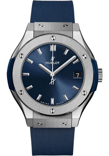 Hublot Classic Fusion Titanium Blue Watch - 33 mm - Blue Dial - Blue Lined Rubber Strap-581.NX.7170.RX