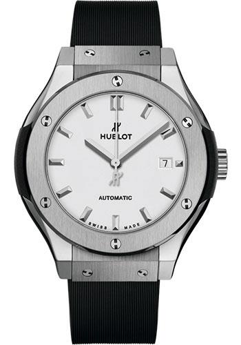 Hublot Classic Fusion Titanium Opalin Watch - 33 mm - Opaline Ed Dial - Black Rubber and Leather Strap-582.NX.2610.RX
