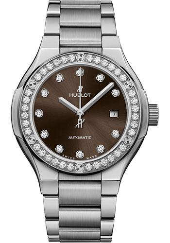 Hublot Classic Fusion Titanium Brown Diamonds Bracelet Watch - 33 mm - Brown Dial-585.NX.897M.NX.1204