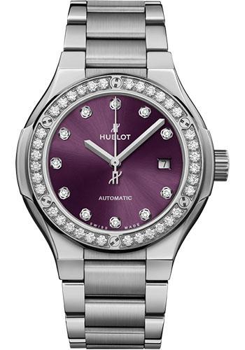 Hublot Classic Fusion Titanium Purple Diamonds Bracelet Watch - 33 mm - Purple Dial-585.NX.897V.NX.1204